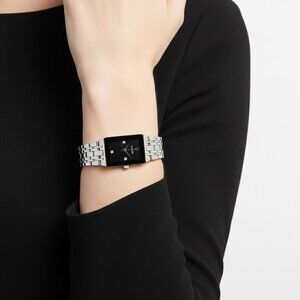 NWT Authentic Bulova Quadra Diamond Black Dial Women's Watch